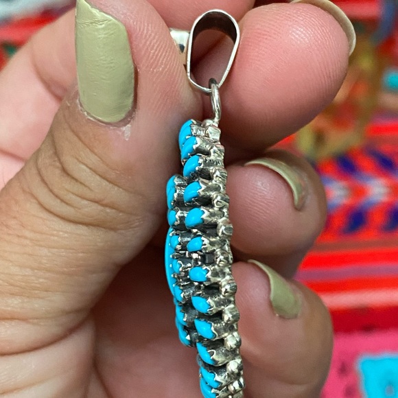 Sleeping Beauty Turquoise Petit Point/Needle Point Pendant - Picture 2 of 6